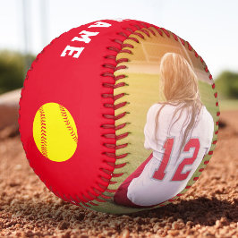 赤いチーム名&プレイヤー名番号写真 ソフトボール