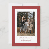 赤いツイードシンプルの枠クリスマス写真 シーズンカード (正面)