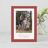 赤いツイードシンプルの枠クリスマス写真 シーズンカード (スタンド正面)