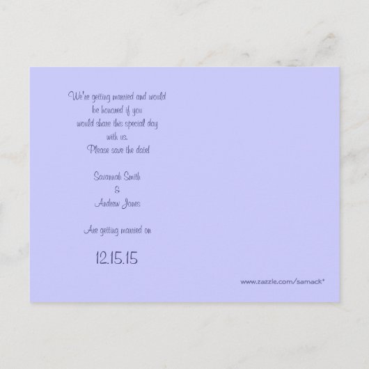 赤いツリーのパーウィンクル結婚式の日付を保存 案内ポストカード (裏面)