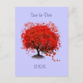 赤いツリーのパーウィンクル結婚式の日付を保存 案内ポストカード (正面)