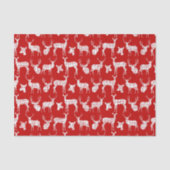 赤いティッシュペーパーの素朴なシルエットのシカ 薄葉紙 (正面)