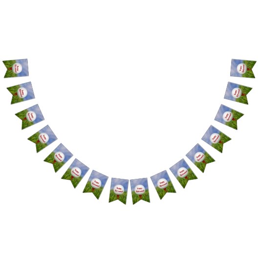 赤いティーにハッピーリタイアゴルフボール バンティングフラッグ (全)