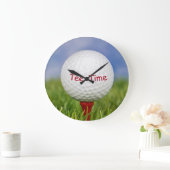 赤いティーに白いゴルフボール ラージ壁時計 (ホーム)
