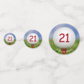 赤いティーに21番目の誕生日ゴルフボール コンフェッティ (正面)