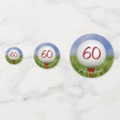 赤いティーに60thバースデーゴルフボール コンフェッティ (正面)