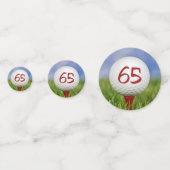 赤いティーに65th誕生日のゴルフボール コンフェッティ (裏面)