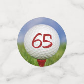 赤いティーに65th誕生日のゴルフボール コンフェッティ (スモール正面)