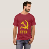 赤いティーのレトロのソビエト黄色 Tシャツ (正面フル)