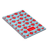 赤いティーポットとカップのパターパーソナライズされたン ノートブック (右側)