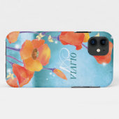 赤いティール（緑がかった色）のケシの花のモノグラムのiPhone 5の穹窖 Case-Mate iPhoneケース (裏面(横))