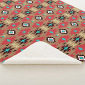 赤いティール（緑がかった色）のネイティブアメリカンの視野 シェルパブランケット (3/4)