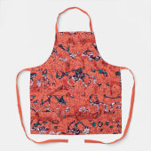 赤いティール(緑がかった色)白黒スポッテッドグラフィック抽象化 エプロン (正面)