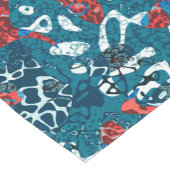 赤いティール（緑がかった色）白黒スポッテッドグラフィック抽象化 ショートテーブルランナー (コーナー)