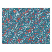 赤いティール（緑がかった色）白黒スポッテッドグラフィック抽象化 テーブルクロス (正面(横))