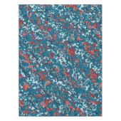 赤いティール（緑がかった色）白黒スポッテッドグラフィック抽象化 テーブルクロス (正面)