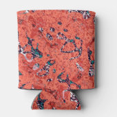 赤いティール（緑がかった色）白黒スポッテッドグラフィック抽象化 缶クーラー (裏面)