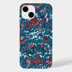 赤いティール(緑がかった色)白黒スポッテッドグラフィック抽象化 Case-Mate iPhone 14ケース
