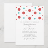 赤いティール（緑がかった色）紙吹雪結婚式の招待 招待状 (正面/裏面)