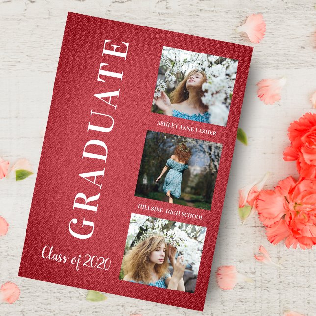 赤いテキスタイルの卒業式3つの写真セッション (クリエイターアップロード済み)