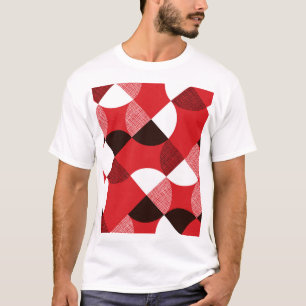赤いテクスチャの対角線ダイナミックパターン Tシャツ