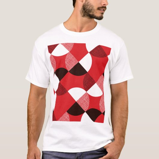 赤いテクスチャの対角線ダイナミックパターン Tシャツ (正面)