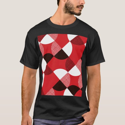 赤いテクスチャの対角線ダイナミックパターン Tシャツ (正面)
