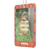 赤いテクスチャの背景のイメージと文字 カーエアーフレッシュナー (左)