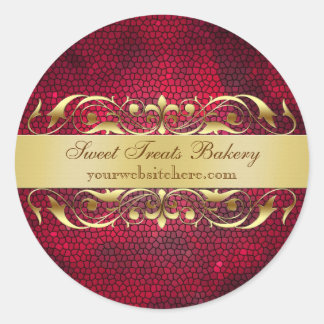 赤いテクスチャスクロールカップケーキベーキングラベルシール ラウンドシール