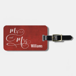 赤いテクスチャーのMr. & Mrs. ラゲッジタグ
