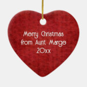 赤いテクスチャードのシェニールに平和のクリスマス天使 セラミックオーナメント (裏面)