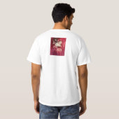 赤いテクスチャ背景のバラ Tシャツ (裏面フル)