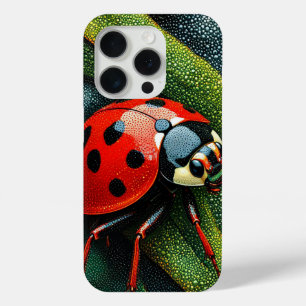 赤いテントウムシの花柄の自然な美意識が漂う春の庭園 iPhone 15 PROケース