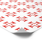 赤いテンプル十字パターン ポスター (角)