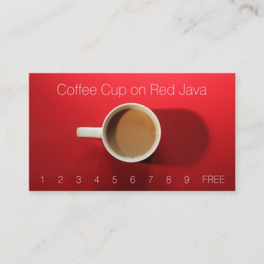 赤いテーブルのコーヒーカップ 名刺 (正面)