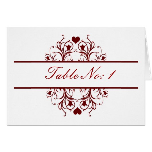 赤いテーブルシーティングカード (正面横)