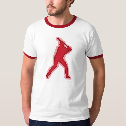 赤いテーマの野球選手の信号器の人のティー Tシャツ (正面)
