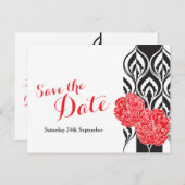 赤いディアンサスモダンのポストカ結婚ードを保存 案内ポストカード (正面/裏面)