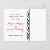 赤いディアンサスモダンのポストカ結婚ードを保存 案内ポストカード (裏面)