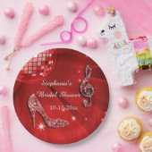 赤いディスコの球およびかかとのブライダルシャワー ペーパープレート (パーティー)