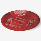 赤いディスコの球およびかかとの第17誕生日 ペーパープレート (アングル)