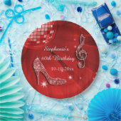 赤いディスコの球およびかかとの第60誕生日 ペーパープレート (パーティー)