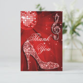 赤いディスコの球の輝きのかかとは感謝していしています サンキューカード (スタンド正面)