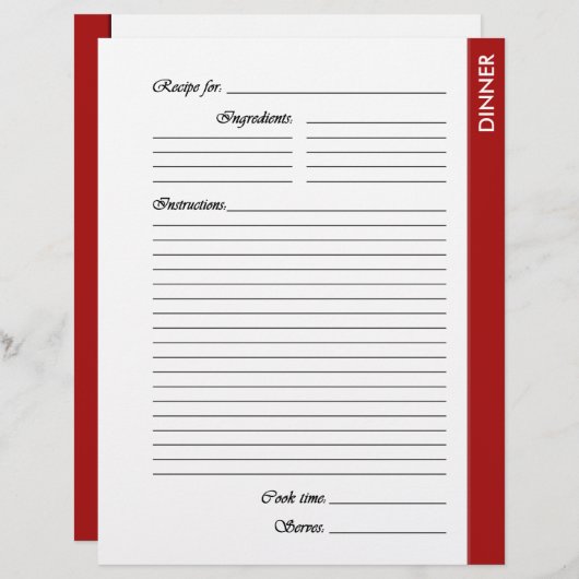 赤いディナーの両面レシピページ (正面/裏面)