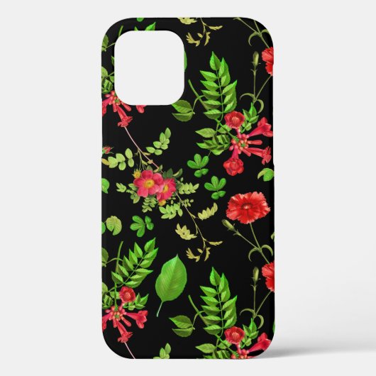 赤いデイジーと葉の模様 Case-Mate iPhoneケース (裏面)