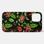 赤いデイジーと葉の模様 Case-Mate iPhoneケース (裏面 (横))