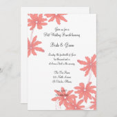 赤いデイジーの白いポスト ウェディング ブランシュ 招待状 (正面/裏面)