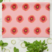 赤いデイジーの花キッチンタオルの継ぎ目のないパターン キッチンタオル (折り畳み)