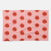 赤いデイジーの花キッチンタオルの継ぎ目のないパターン キッチンタオル (横)