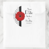 赤いデイジー白黒水玉模様日付の保存 ラウンドシール (バッグ)